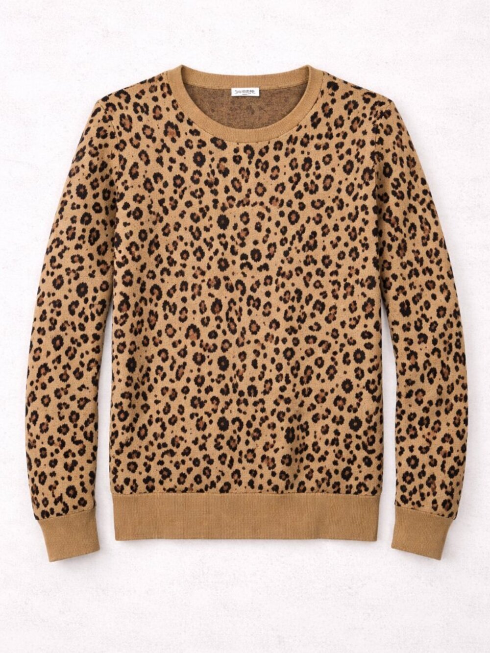 J. Crew Women's Leopard jacquard pullover sweater Khaki/Black Size XS